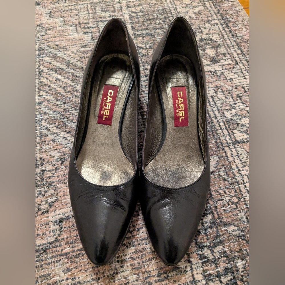 Carel Black Leather Heels size 38-1/2 EU